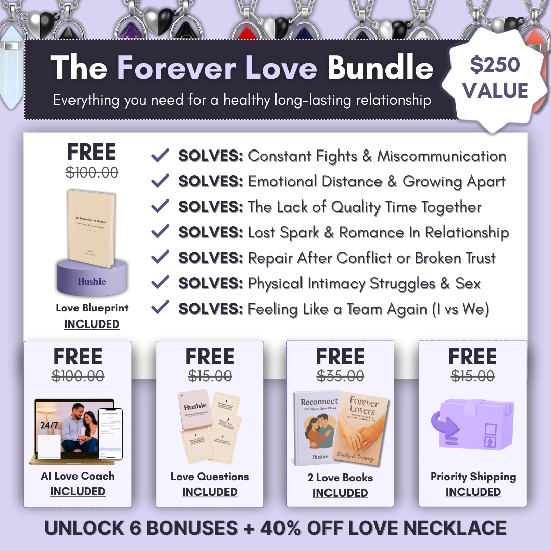 Promotional graphic for 'The Forever Love Bundle' with various included items and their benefits.